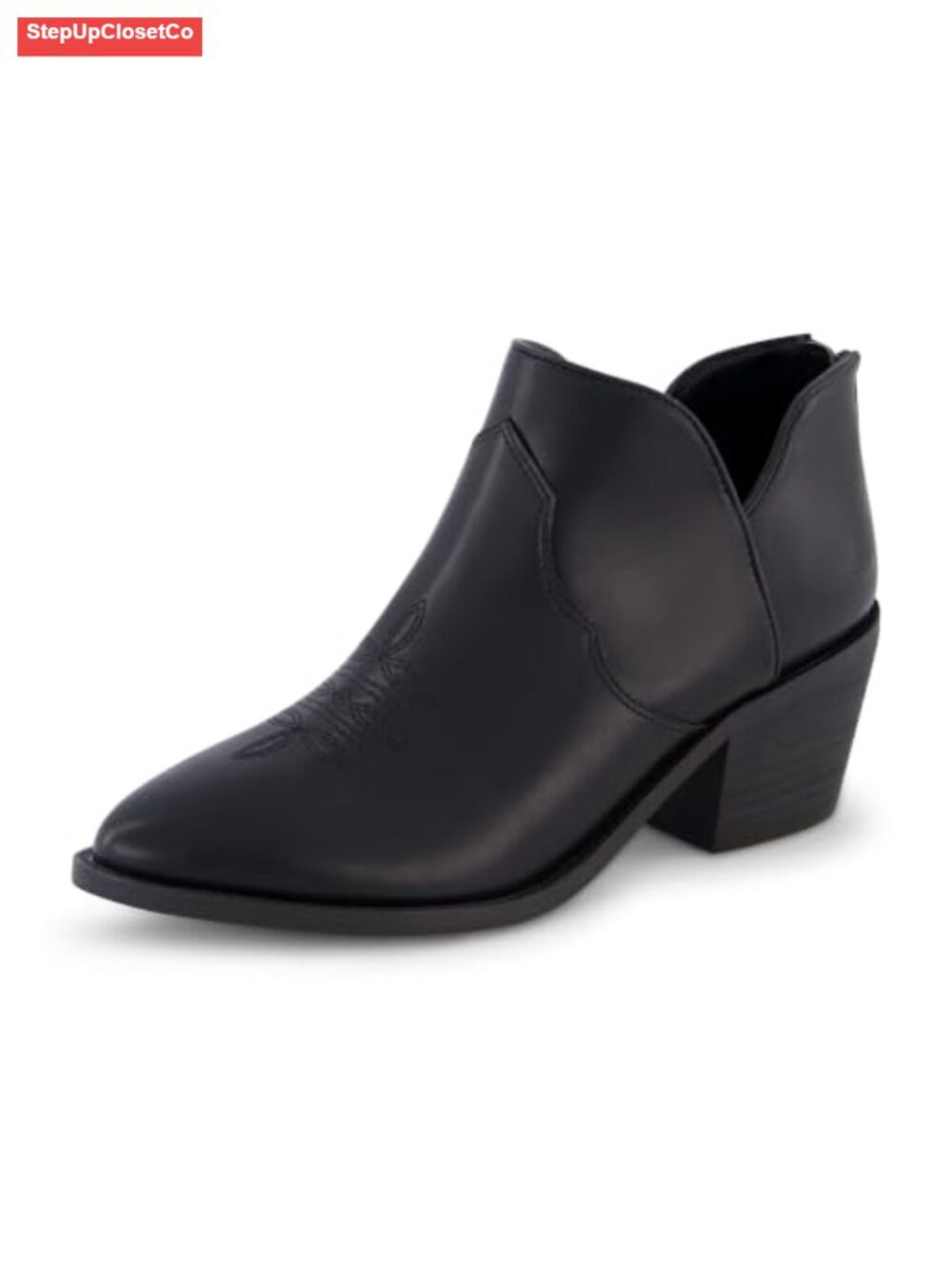 Western Pointed Toe Ankle Boots for Women with Block Heel